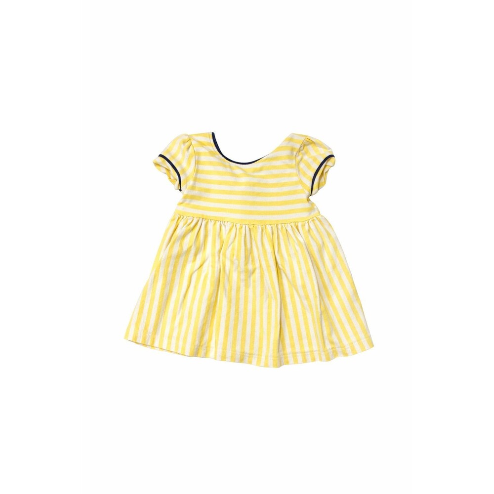 Maggie & Zoe Baby Girl Dress 12M Yellow Striped Summer Dress Cute Bow Back